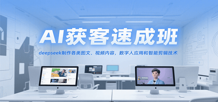 AI获客速成班，deepseek制作各类图文、视频内容，数字人应用和智能剪辑技术-AI学习资源网
