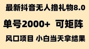 抖音无人撸礼物8.0玩法 全新风口   见效果快  全无人  单号当天产出2000+-AI学习资源网