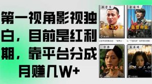 第一视角影视独白,目前是红利期,靠平台分成月赚几W+-AI学习资源网