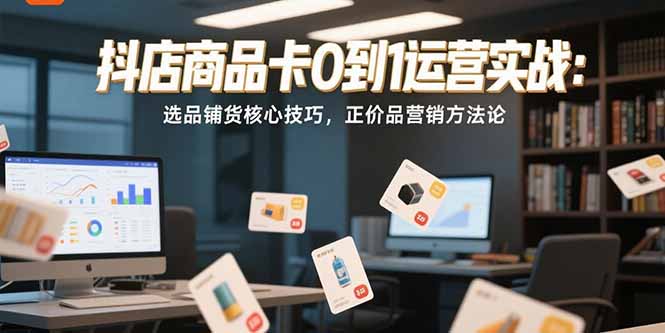 抖店商品卡0到1运营实战：选品铺货核心技巧，正价品营销方法论-AI学习资源网
