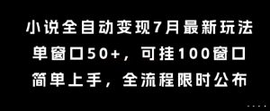 小说全自动变现7月玩法,单窗口50+,可挂100窗口,简单上手,全流程限时公布【揭秘】-AI学习资源网