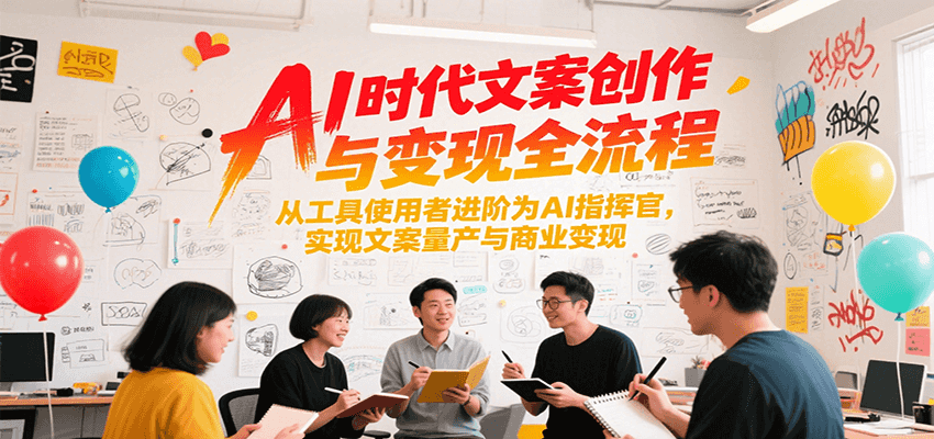 AI时代文案创作与变现全流程，从工具使用者进阶为AI指挥官，实现文案量产与商业变现-AI学习资源网