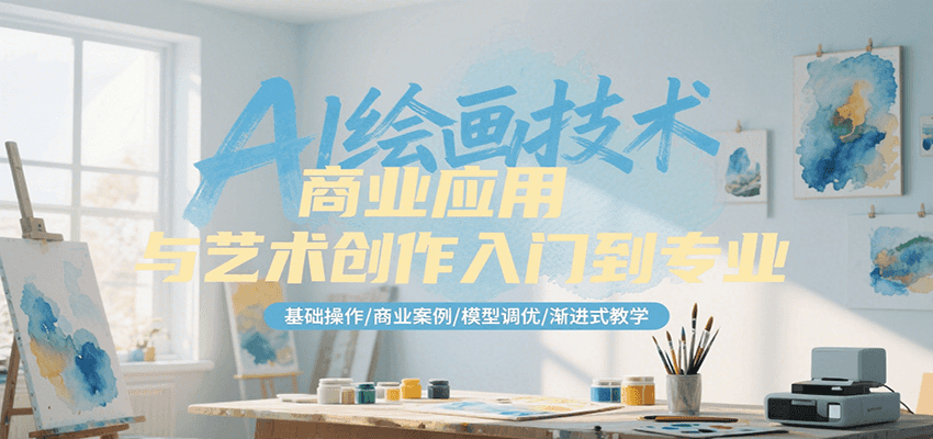 AI绘画技术商业应用与艺术创作入门到专业，基础操作/商业案例/模型调优/渐进式教学-AI学习资源网