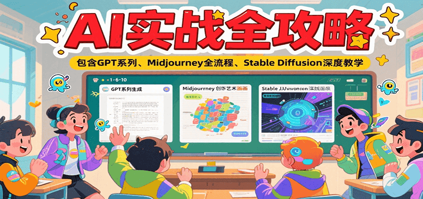 AI实战全攻略，包含GPT系列、Midjourney全流程、Stable Diffusion深度教学-AI学习资源网