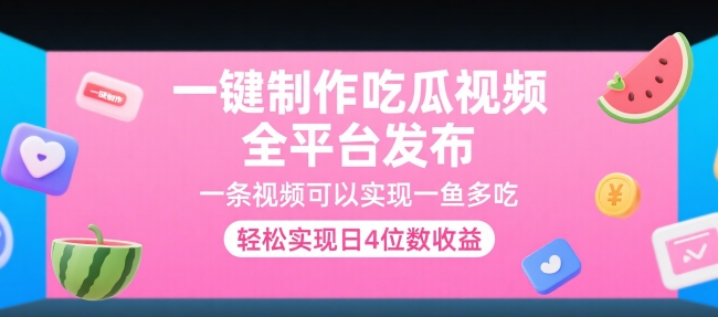 一键制作吃瓜视频，全平台发布，一条视频可以实现一鱼多吃，轻松实现日4位数收益【揭秘】-AI学习资源网