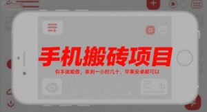 手机搬砖项目,有手就能做,亲测一小时几十,苹果安卓都可以-AI学习资源网