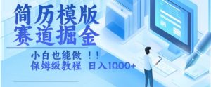 简历模版赛道掘金,小白也能做,保姆级教程,日入1k+【揭秘】-AI学习资源网