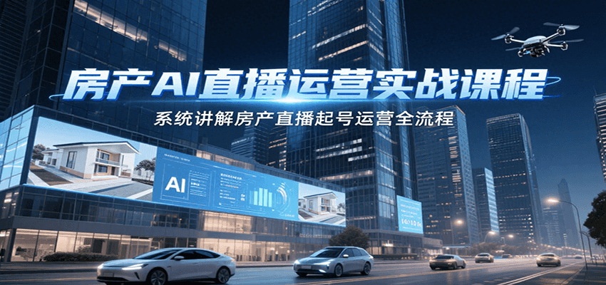 房产AI直播运营实战课程，系统讲解房产直播起号运营全流程-AI学习资源网