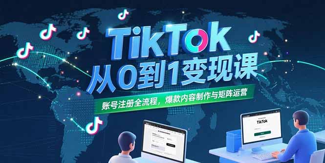 TikTok从0到1变现课，账号注册全流程，爆款内容制作与矩阵运营-AI学习资源网