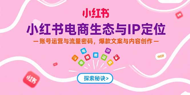 小红书电商生态与IP定位，账号运营与流量密码，爆款文案与内容创作-AI学习资源网