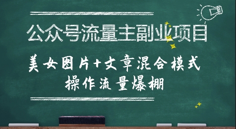 公众号流量主副业项目，美女图片+文章混合模式操作流量爆棚-AI学习资源网
