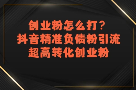 创业粉怎么打？抖音精准负债粉引流，超高转化创业粉-AI学习资源网