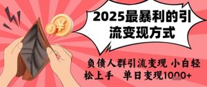 2025年最暴利的引流变现方式,负债人群引流变现,小白轻松上手,日入1k-AI学习资源网