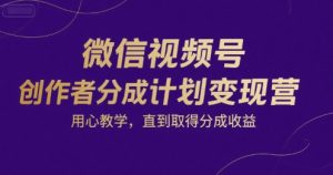 微信视频号创作者分成计划变现营,用心教学,直到取得分成收益-AI学习资源网