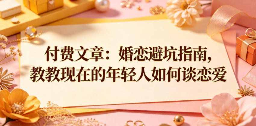 付费文章：婚恋避坑指南，教教现在的年轻人如何谈恋爱-AI学习资源网