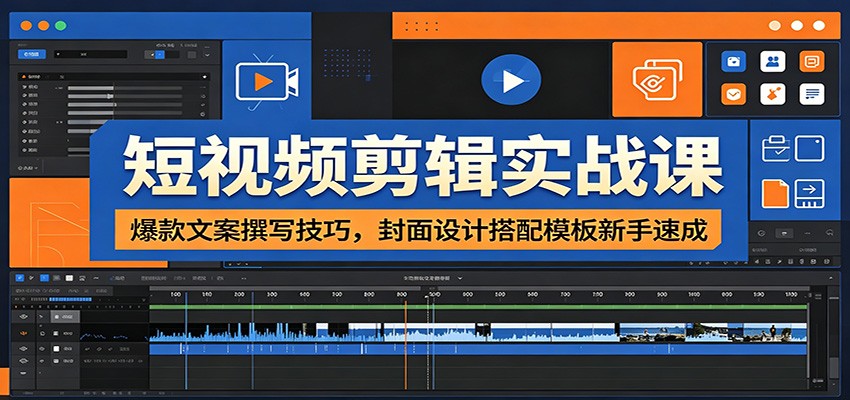 短视频剪辑实战课：爆款文案撰写技巧，封面设计搭配模板新手速成-AI学习资源网