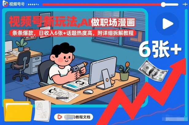 视频号新玩法，AI做职场漫画，条条爆款，日收入6张+话题热度高，附详细拆解教程-AI学习资源网