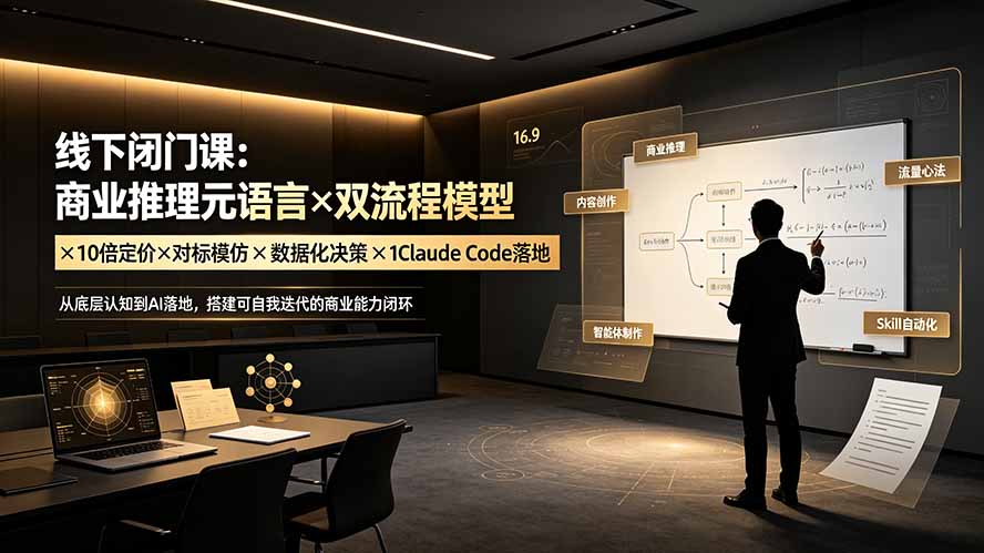 线下闭门课:商业推理元语言×双流程模型×10倍定价×对标模仿×数据化决策×Claude Code落地,击穿认知盲区-AI学习资源网