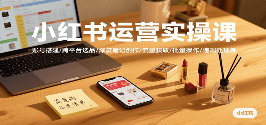 小红书运营实操课，账号搭建/跨平台选品/爆款笔记创作/流量获取/批量操作/违规处理等-AI学习资源网