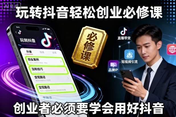 玩转抖音轻松创业必修课，创业者必须要学会用好抖音-AI学习资源网