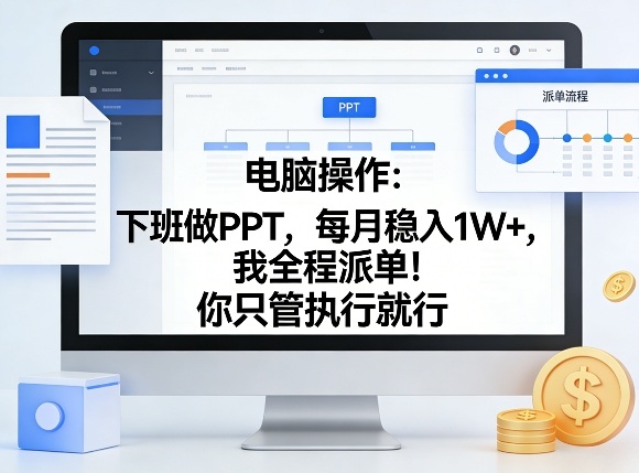 电脑操作：下班做PPT，每月稳入1W+，我全程派单！你只管执行就行【揭秘】-AI学习资源网