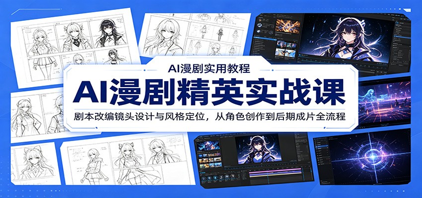 AI漫剧精英实战课：剧本改编镜头设计与风格定位，从角色创作到后期成片全流程-AI学习资源网