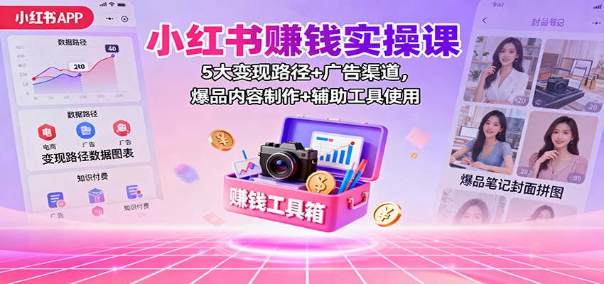小红书赚钱实操课:5大变现路径+广告渠道,爆品内容制作+辅助工具使用-AI学习资源网