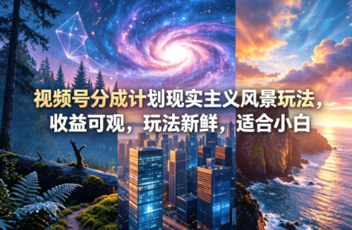 视频号分成计划现实主义风景玩法，收益可观，玩法新鲜，适合小白-AI学习资源网