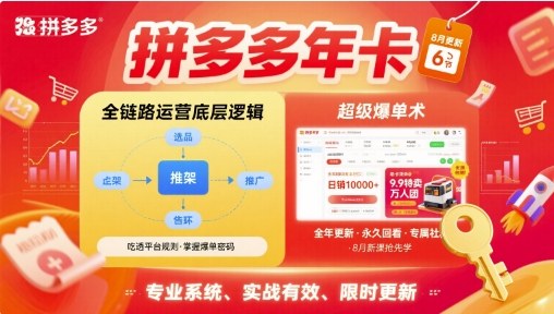 拼多多年卡【8月更新6节】拼多多全链路运营底层逻辑，超级爆单术-AI学习资源网