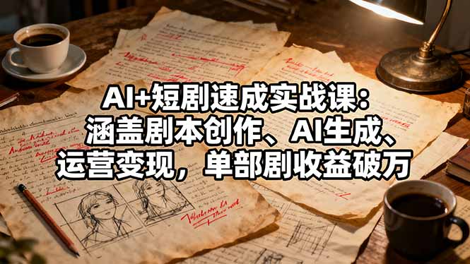 AI+短剧速成实战课：涵盖剧本创作、AI生成、运营变现，单部剧收益破万-AI学习资源网