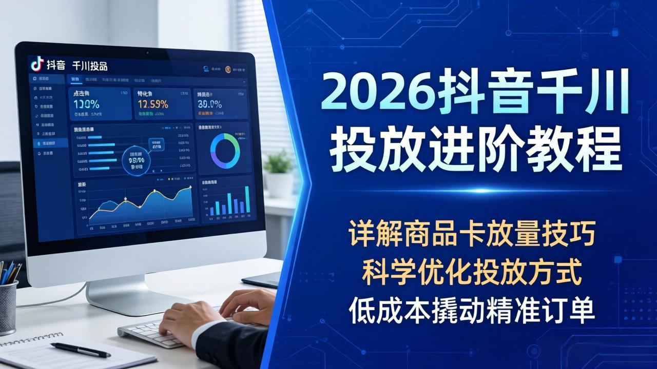 2026抖音千川投放进阶教程，详解商品卡放量技巧，科学优化投放方式，低成本撬动精准订单-AI学习资源网
