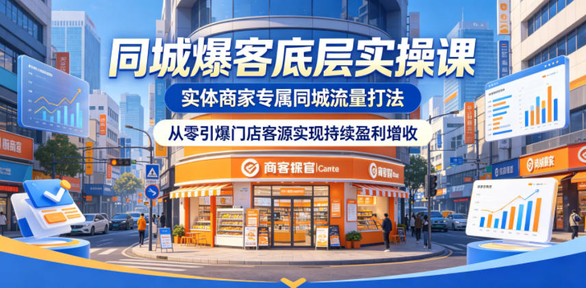同城爆客底层实操课，实体商家专属同城流量打法，从零引爆门店客源实现持续盈利增收-AI学习资源网