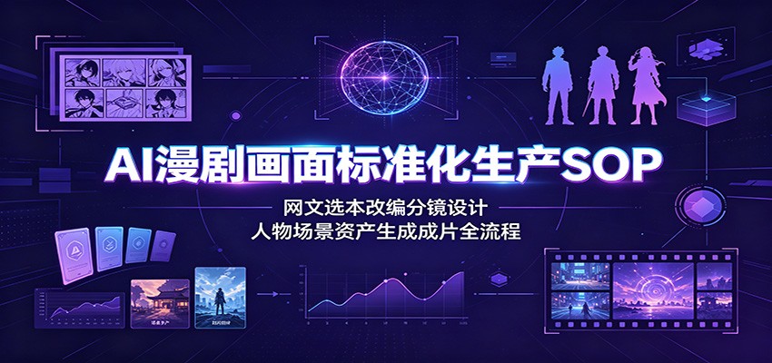 AI漫剧画面标准化生产SOP:网文选本改编分镜设计,人物场景资产生成成片全流程-AI学习资源网