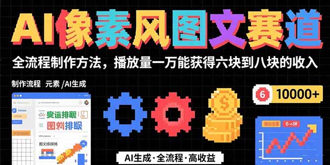 AI像素风图文赛道：全流程制作方法，播放量一万能获得6块到8块的收入-AI学习资源网