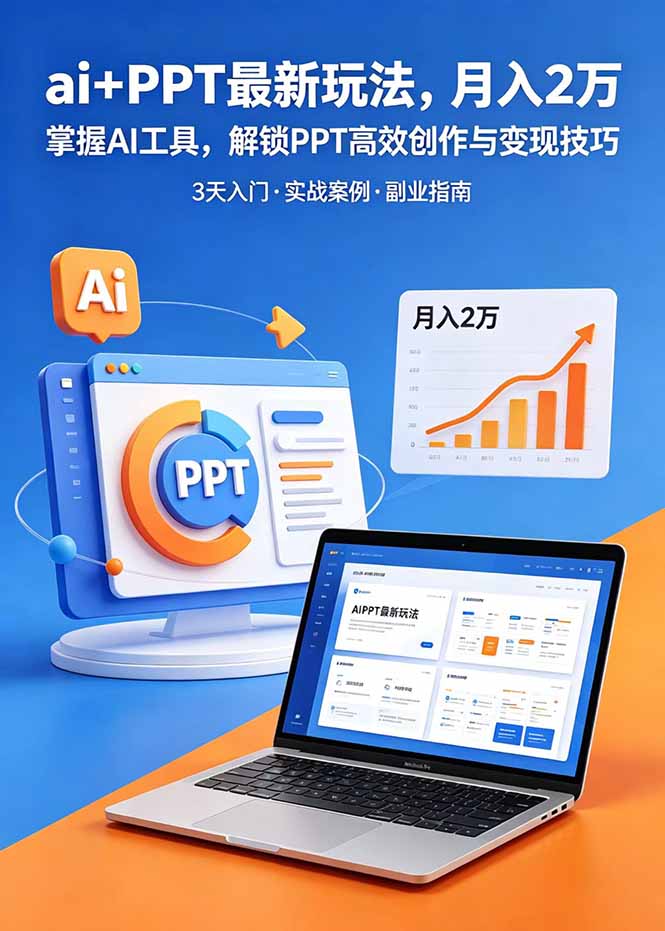ai+PPT最新玩法，月入2万掌握AI工具，解锁PPT高效创作与变现技巧3天入门，实战案例·副业指南-AI学习资源网