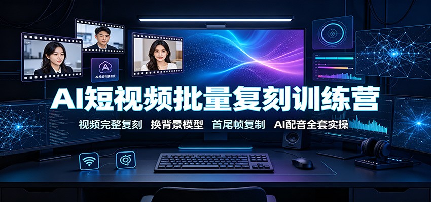 AI短视频批量复刻训练营：视频完整复刻，换背景模型、首尾帧复制、AI配音全套实操-AI学习资源网