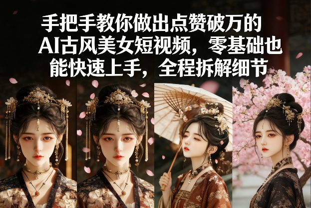 手把手教你做出点赞破万的AI古风美女短视频，零基础也能快速上手，全程拆解细节-AI学习资源网