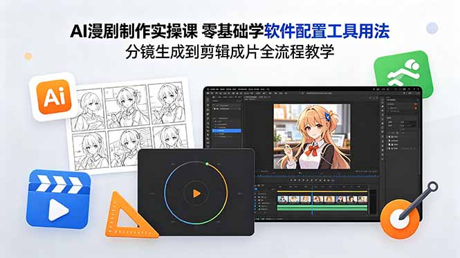 AI漫剧制作实操课 零基础学软件配置工具用法 分镜生成到剪辑成片全流程教学-AI学习资源网