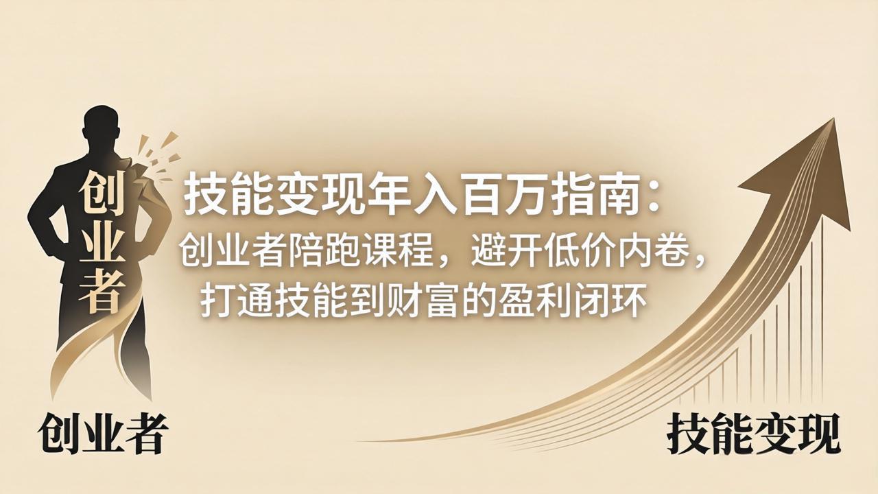 技能变现年入百万指南：创业者陪跑课程，避开低价内卷，打通技能到财富的盈利闭环-AI学习资源网