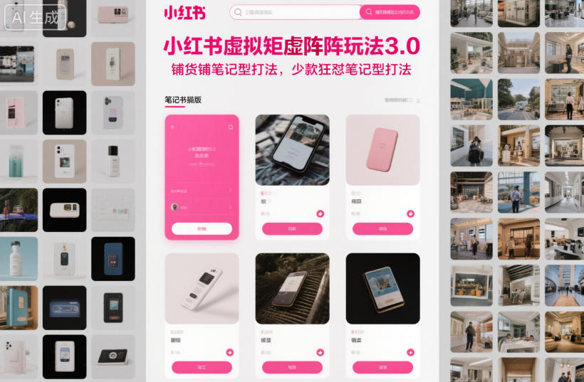 小红书虚拟矩阵玩法3.0，铺货铺笔记型打法，少款狂怼笔记型打法-AI学习资源网
