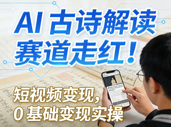 AI古诗解读赛道走红！短视频变现，0基础变现实操-AI学习资源网