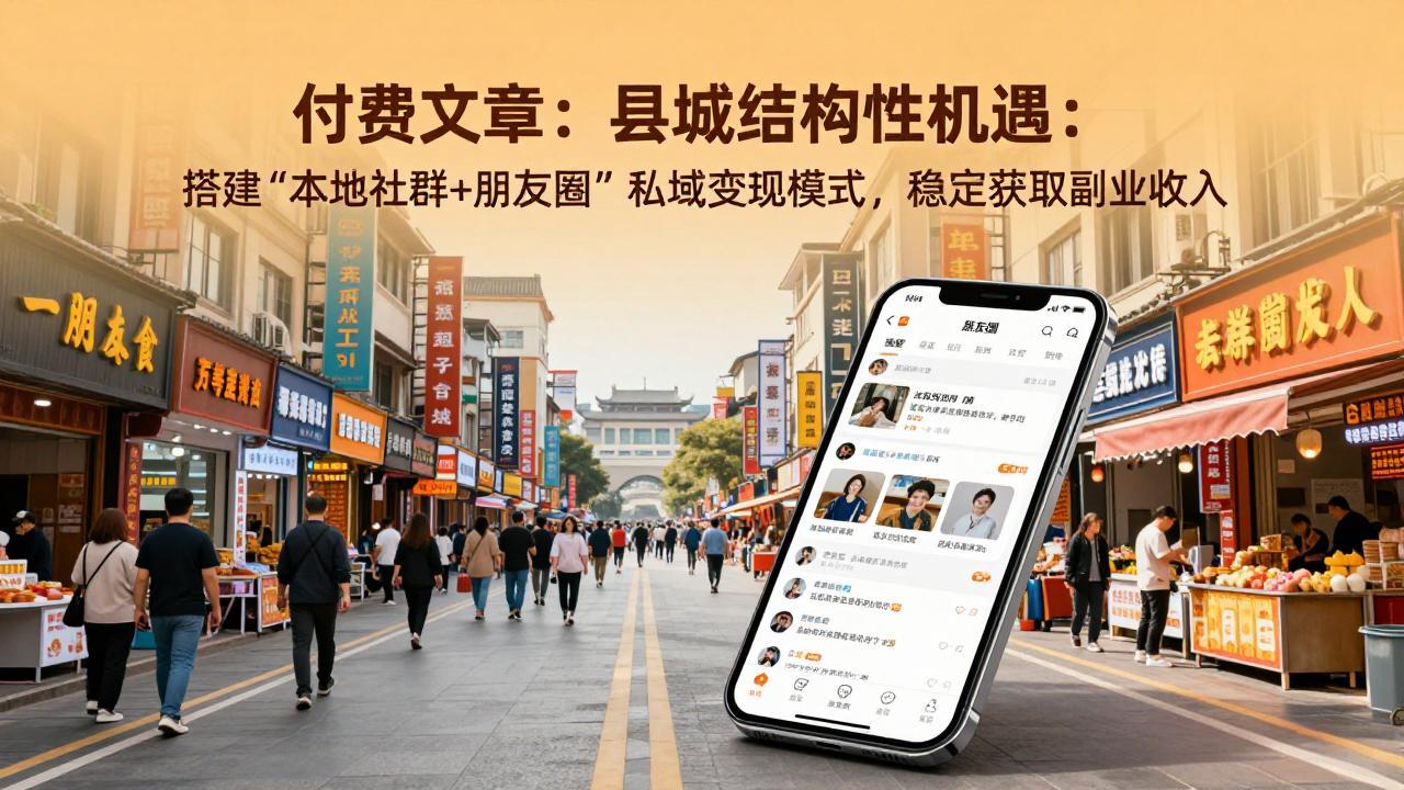 付费文章:县城结构性机遇:搭建“本地社群+朋友圈”私域变现模式,稳定获取副业收入-AI学习资源网