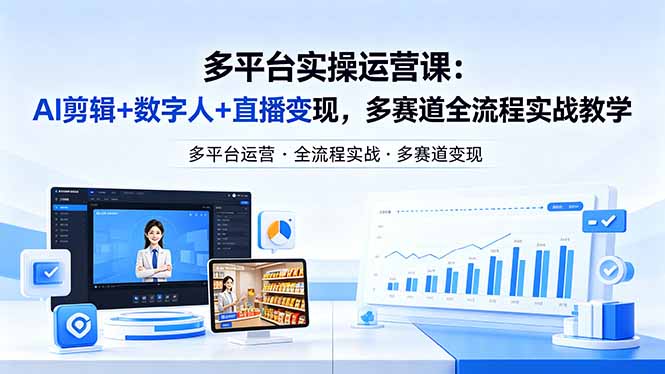 某团队多平台实操运营课-更新26年4月29：AI剪辑+数字人+直播变现，多赛道全流程实战教学-AI学习资源网