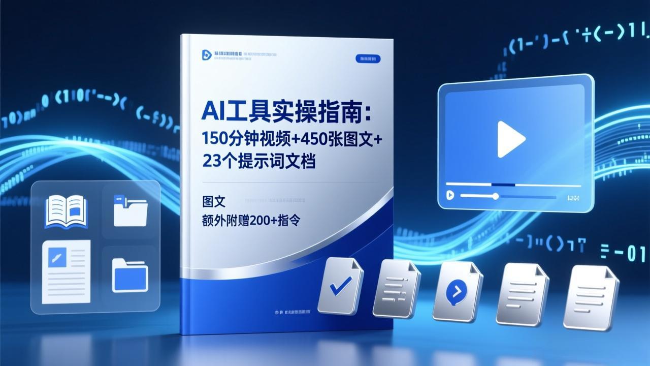 AI工具实操指南：150分钟视频+450张图文+23个提示词文档，额外附赠200+指令-AI学习资源网