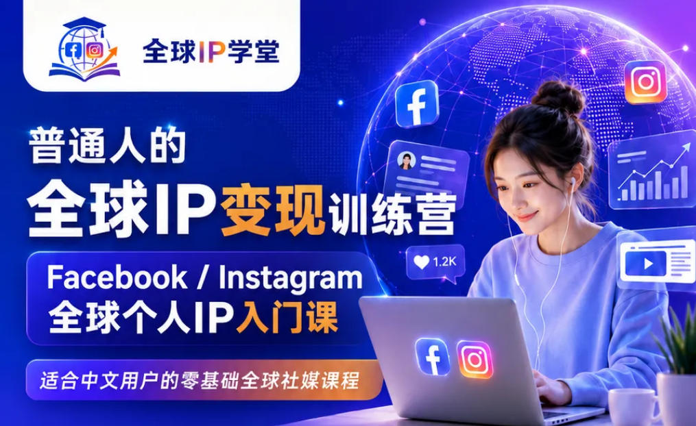 普通人的全球IP变现训练营，Facebook/Instagram全球个人IP入门课，零基础全球社媒课程-AI学习资源网