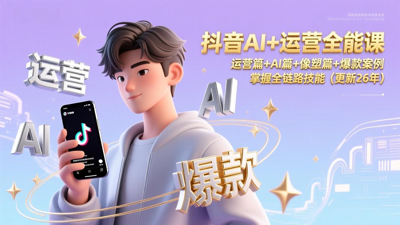 抖音AI+运营全能课，运营篇+AI篇+像塑篇+爆款案例，掌握全链路技能(更新26年-AI学习资源网