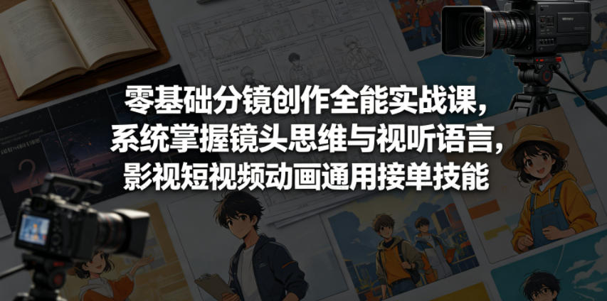 零基础分镜创作全能实战课，系统掌握镜头思维与视听语言，影视短视频动画通用接单技能-AI学习资源网