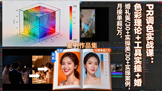PR调色实战课：色彩理论+工具实操+婚礼医美/30+实操案例，月接单超2万-AI学习资源网