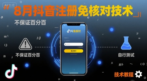 8月抖音注册免核对技术，不保证百分百，自测-AI学习资源网