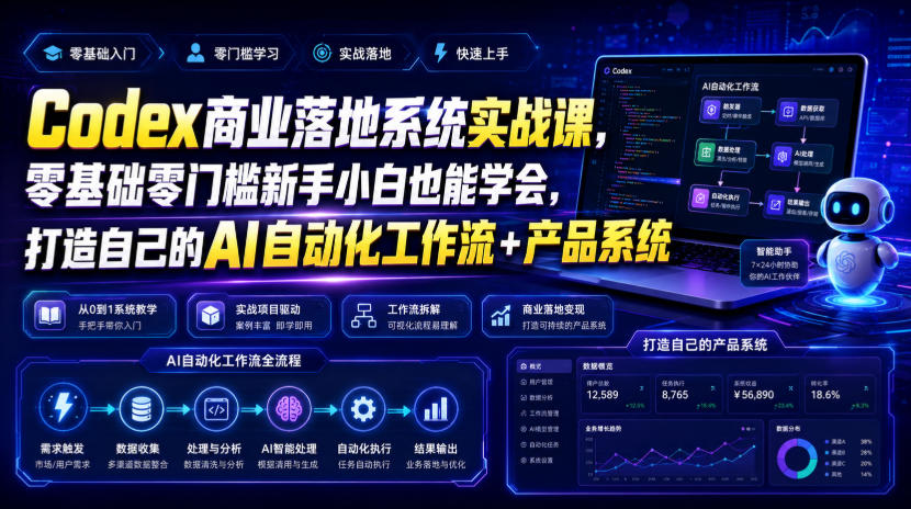 Codex商业落地系统实战课,零基础零门槛新手小白也能学会,打造自己的AI自动化工作流+产品系统-AI学习资源网